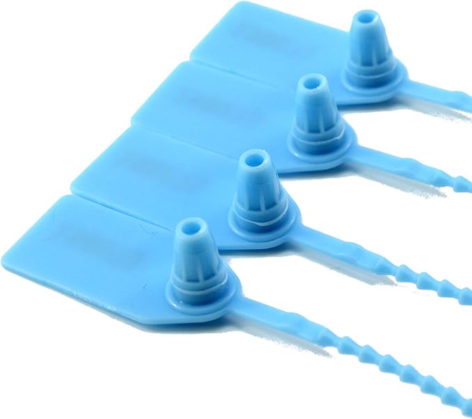 Plastic Tamper Seals, Zip Ties for Fire Extinguishers Pull Tite Security Tags Numbered Disposable Self-Locking Signage Tie 250mm Length (100 PCS, Light Blue)
