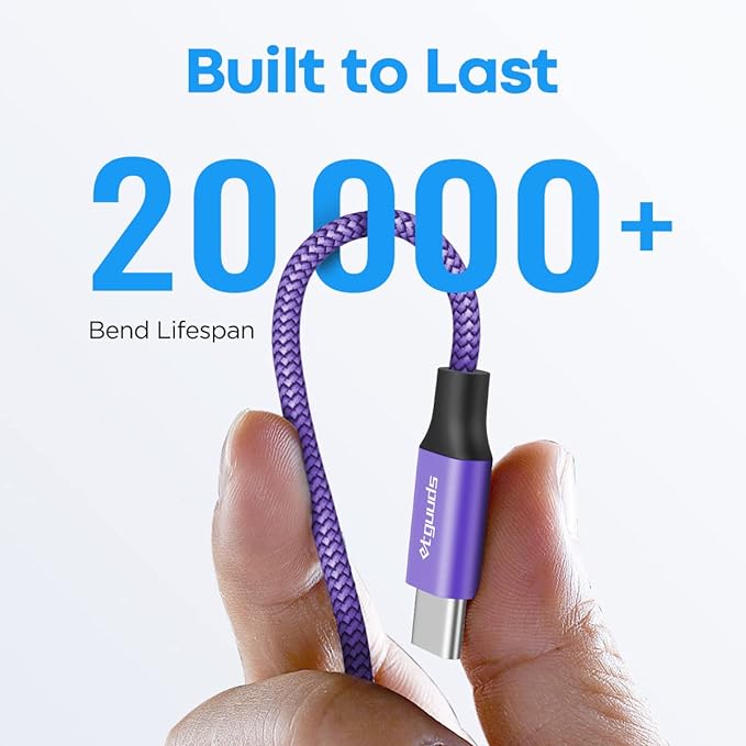 etguuds 6.6ft USB A to USB C Cable 3A Fast Charging, 2-Pack USB A to USB Type C Charger Cord for iPhone 16 15 Pro/Pro Max/Plus, for Samsung Galaxy S24 S23 S22 S21 S20 S10 A55 Flip Note, Moto, Purple