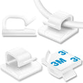 100Pcs Cable Clips, Adhesive Cable Organizer Cord Holder Wire Clip Wire Management Self Adhesive Hooks Wire Holder for Office, Home(White, 100PCS)