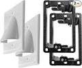 2 Pack In Wall Cable Management Kit - Recessed Wall Plate Cable Pass Through Pair with Single Gang Low Voltage Mounting Bracket Black- TV Cord Hider for Wall Mounted TV ETL Listed