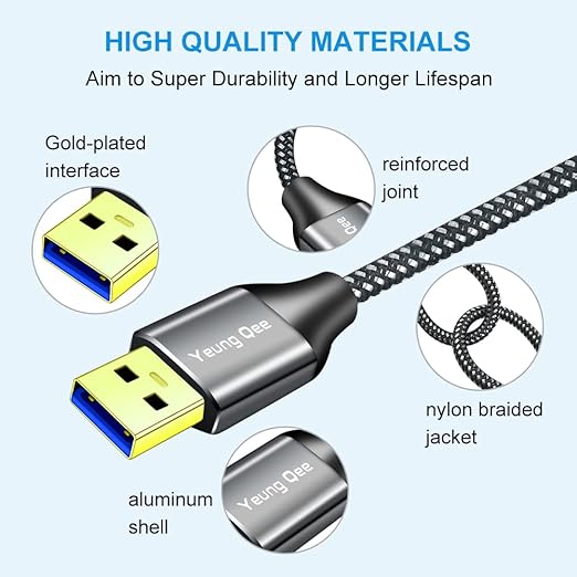 USB 3.0 A to A Male Cable 15 ft,Super Speed Type A Male to Male Cable USB 3.0 Double End USB Cord for Hard Disk, Cameras,Laptop Cooler, DVD Player and More (15FT/5M)