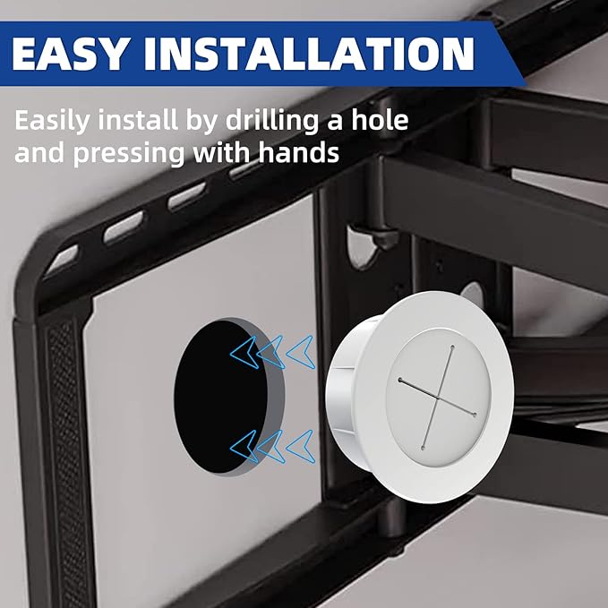 TV Wire Hider Kit for Wall Mount TV, in Wall Cable Management Kit, Includes 2 Pass Throughs and Hole Saw Drill Attachment for Easy Install（Off-White）