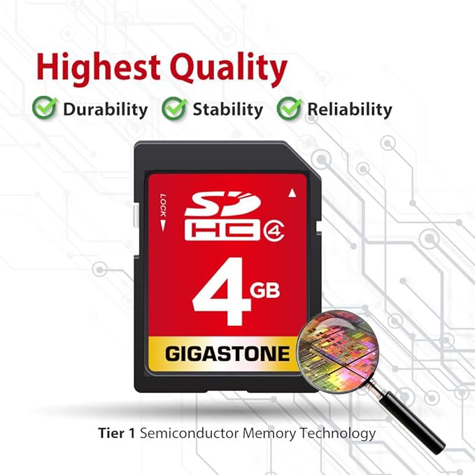 GIGASTONE 4GB SD Card 10-Pack SDHC Class 4 Memory Card for Photo Video Music Voice File DSLR Camera DSC Camcorder Recorder Playback PC Mac POS (Pack of 10)