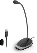 CMTECK USB Computer Microphone, Plug &Play Desktop Omnidirectional Condenser PC Laptop Mic, Mute Button with LED Indicator, Compatible with Windows/Mac, Ideal for YouTube, Skype, Recording (Gray)