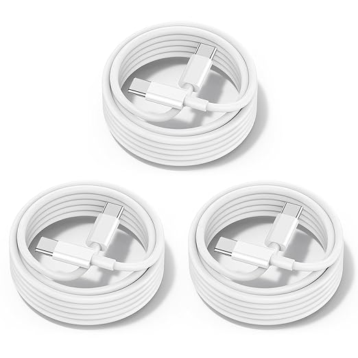 [3+6+10FT] 60W USB C to USB C Cable 3Pack iPhone 15 Fast Charging Cable,USB-C to USBC Power Cord for iPhone 15/15 Pro/15 Plus/15 Pro Max,MacBook Pro Air/IPad Air 4/5/iPad Pro 12.9/11(White)