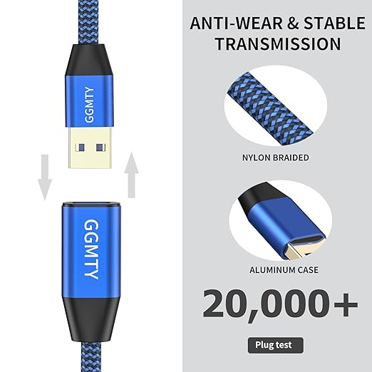 USB 3.0 Extension Cable 3ft,Type A Male to Female Extension Cord Durable Braided Material High Data Transfer Compatible with USB Keyboard,Mouse,Flash Drive, Hard Drive,Printer