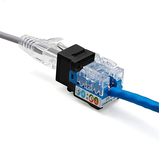 trueCABLE Cat5e Keystone Jack, Unshielded (UTP), 90 Degree Punch-Down, PoE++ (4PPoE) 100W, UL Listed, ETL Verified, ANSI/TIA Certified, Modular RJ45 Female, Black, 48 Pack