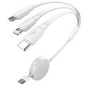 LISEN Multi Charging Cable, 3 in 1 Charging Cable, Retractable Car Charger with Type C/L/Micro USB Ports for iPhone 16 15 14 Pro Max/Samsung Galaxy S25/PS/Kindle, Multi Chargers for All Devices, White