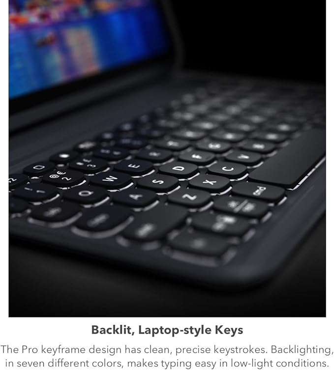 ZAGG Pro Keys Detachable Case and Wireless Keyboard for iPad Air 11" (M3)/ Air 10.9" (Gen 4, Gen 5), iPad Air 11" (M2) - Bluetooth Pairing, Backlit Laptop-Style Keys, Apple Pencil Holder, Black