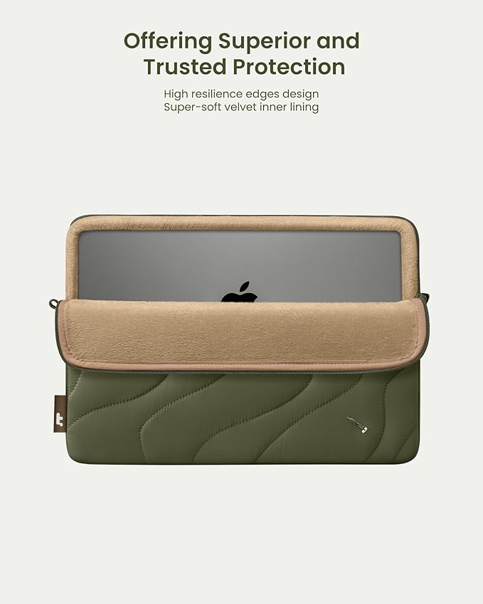 tomtoc 360 Protective Puffy Laptop Sleeve for 15-inch MacBook Air M4/A3241 2025, M3/A3114 2024, M2/A2941 2023, 15-inch Surface Laptop 7th(Copilot+ PC)/6/5/4/3, Quilted Puffer Soft Computer Case Bag