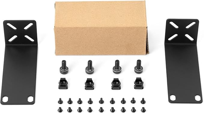 Rack Mount Kit for 10.6 inch Switches, Adjustable Rack Ears for Netgear, Cisco, D-Link, TRENDnet and HP Products, Mount 10.6" Wide to 19" Equipment, Adjustable Hole Distance 14-30mm