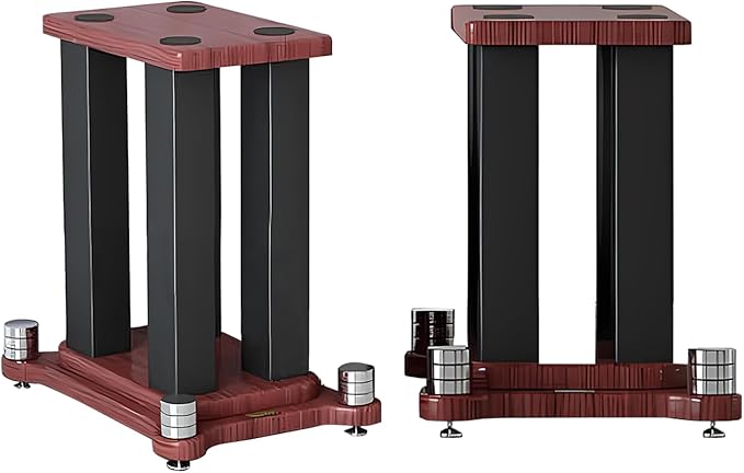 A Pair of Universal Speaker Stands, Heavy Duty Speaker Stands Holds Bookshelf Speaker Satellite Speaker Large Speaker, Vibration-Absorbing MDF Design, Holds 88lbs Speaker (Teak, 40cm/15.7in)