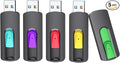 Aiibe 5 Pack 128GB Flash Drive 3.0, Upgraded 130MB/s USB 3.0 Flash Drive Retractable USB Drive Portable Thumb Drive Colorful Memory Stick Multi Pack (Cyan, Green, Purple, Red, Yellow)