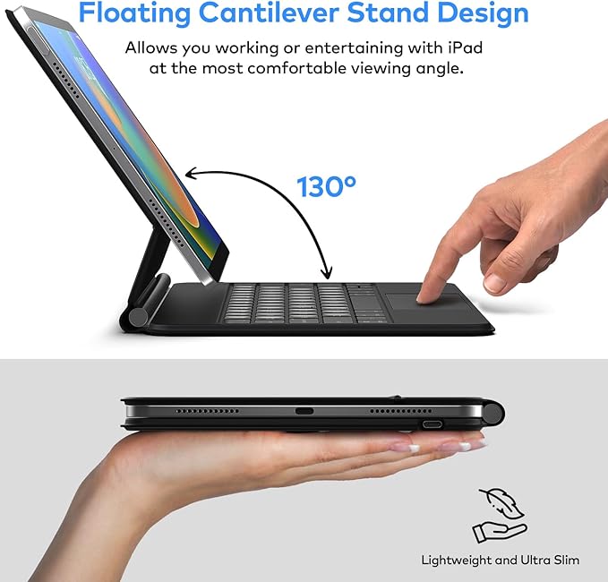 Keyboard Case for iPad 10th Generation 2022 & 11th (A16, 2025) – Magic-Style Keyboard with Multi-Touch Trackpad – Floating Cantilever Stand – Magnetic Case for iPad 10.9 inch 10th / 11th Gen.
