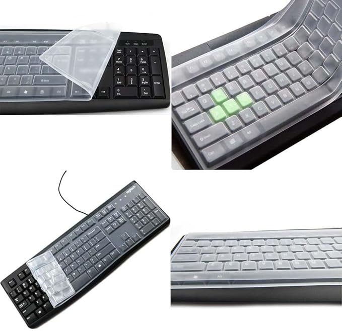 Ultra Thin Desktop PC Silicone Clear Keyboard Cover Skin Protector for 104/107 Keys Standard Desktop Keyboard, Waterproof, Dustproof, Reusable