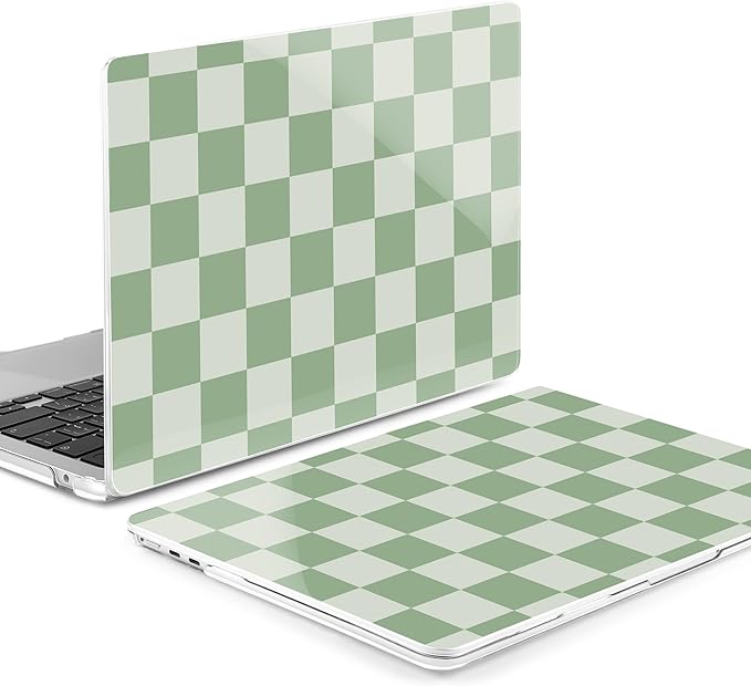 MEEgoodo Case for M4/M3/M2 MacBook Air 13.6 inch Case 2025 2024 2022, Fit Model A3240/A3113/A2681, Laptop Hard Shell with Keyboard Cover Compatible with MacBook Air 13 inch, Green Checkered