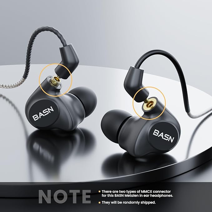 BASN Metalen in-Ear Monitors Headphones,Musicians Noise Isolating 4 Drivers IEMs with Deep Bass, Two Detachable MMCX Cables with Case for Singers,Drummers,Bassists(Gray)