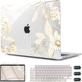 CISSOOK for MacBook Air 13 inch Case 2021 2020 2019 2018 Release Model A2337 A2179 A1932 with Retina Display +Touch ID, Plastic Hard Shell Case + Keyboard Cover for MacBook Air 13 M1, Golden Flowers