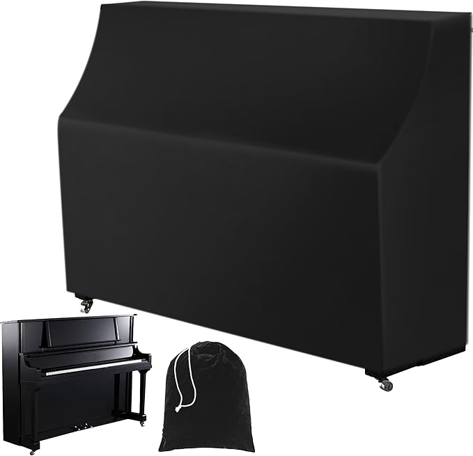 Upright Piano Keyboard Dust Cover, Stretchy Music Dirt Proof Keyboard Cover With Durable Elastic & Cord Lock Must Have Piano Accessories