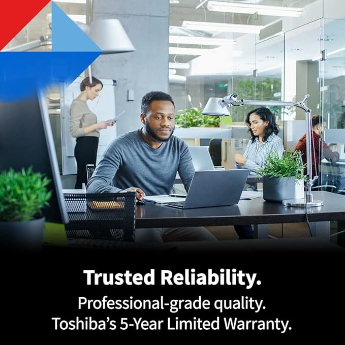 Toshiba N300 PRO 4TB Large-Sized Business NAS (up to 24 Bays) 3.5-Inch Internal Hard Drive - Up to 300 TB/Year Workload Rate CMR SATA 6 GB/s 7200 RPM 512 MB Cache - HDWG740XZSTD