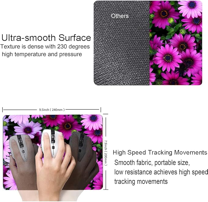 Mouse Pad, Premium-Textured Mouse Mat, Non-Slip Rubber Base Mousepad for Laptop, Computer & PC,9.5×7.9 in,African Daisy