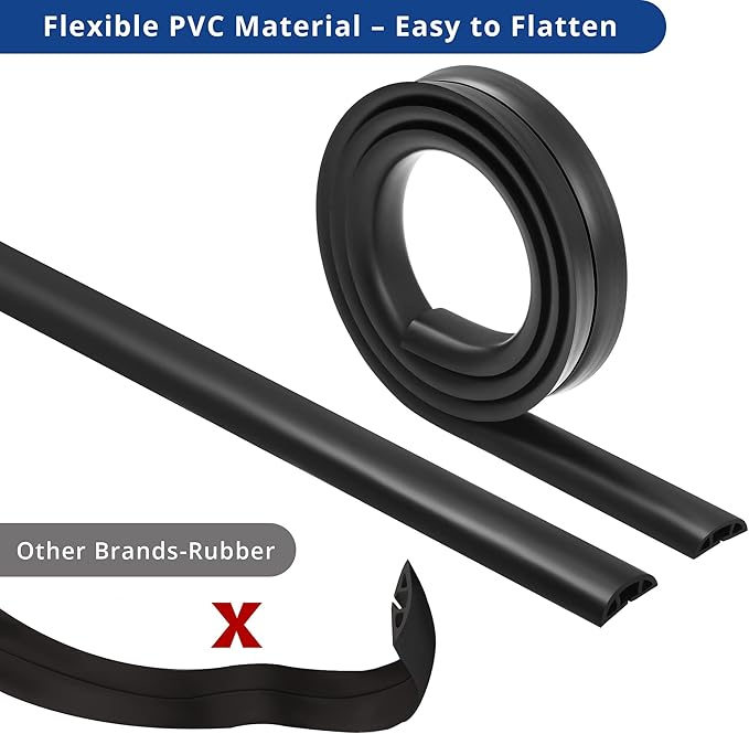 ZhiYo 4ft Cord Hider Floor for 1 Small Wire, Soft PVC Cord Covers for Wires on Floor, Wire Cover to Hide Power Cords, Cable Cover Protect Cords, Cable Cavity: W0.47in x H0.28in Vintage Coffee Brown