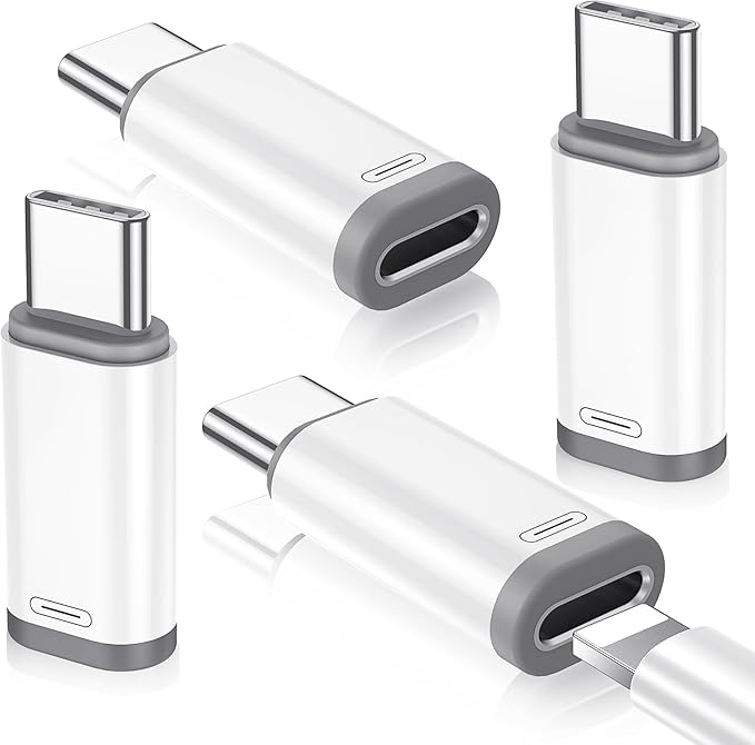Temdan 4 Pack Lightning to USB C Adapter for iPhone 15/16/17 Pro/17 Pro Max,for iPhone 17/16 Charger,17/16 Accessories,Fast Charging & Data Transfer,USB C Charger Connector Cable,Not for OTG-White