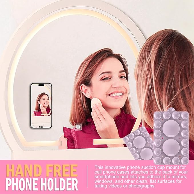 Double Sided Silicone Suction Phone Holder Mount,Compatible with iPhone and Android Cases Hands-Free Mirror Shower Phone Mount Strong Grip Holder (Violet, Double Sided 2PCS)