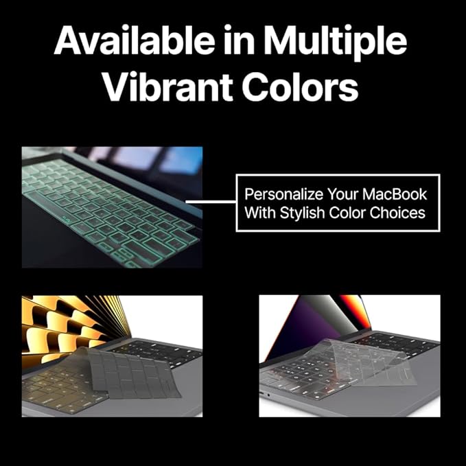 Kuzy Clear Premium MacBook Pro 14 inch Keyboard Cover M4 16" 2025 2024 2023 M3 M2 M1 Pro Max - MacBook Air 13 inch Keyboard Cover 15" M4 - A3240 A3241 A3401 A3403 A3114 A3113 - US Layout TPU, Clear
