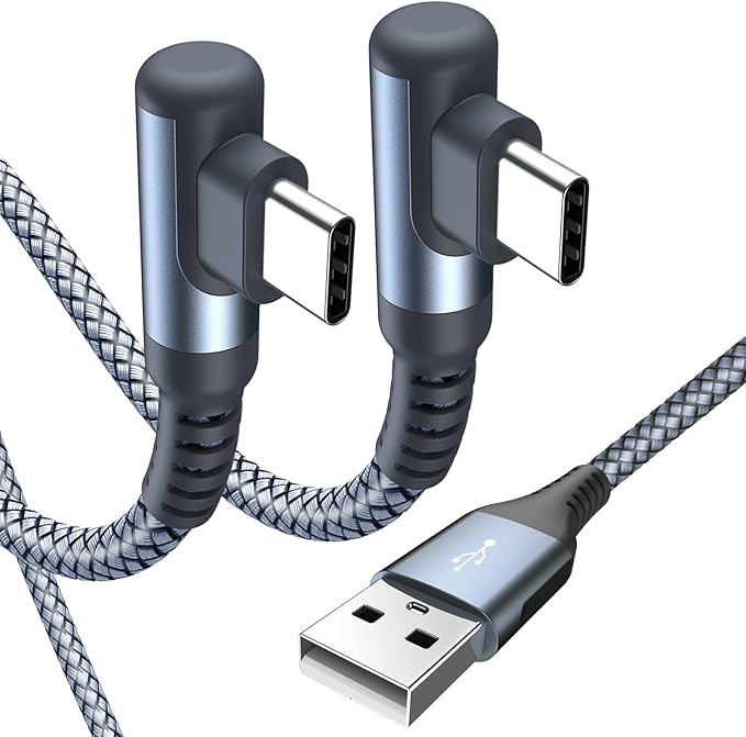 sweguard USB Type C Charger Cable Right Angle [2-Pack,10FT] iPhone 16 Charger Braided Cord for iPhone 15 16 Pro Max Plus Samsung Galaxy S25 S24 S23 S22 S21 S20 S10 Note A55 A15 Flip Pixel LG Moto PS5