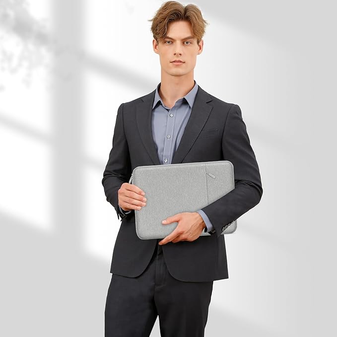 MOSISO Laptop Case 13.3 inch, 13-13.3 inch Laptop Sleeve Compatible with MacBook Air/Pro 13 / Pro 14, HP Dell ASUS Lenovo Notebook, Polyester Vertical Computer Sleeve Bag with Pocket, Gray