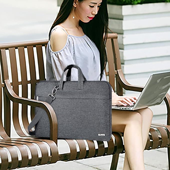 Voova Laptop Bag 15.6 Inch, Waterproof Computer Sleeve Carrying Case with Shoulder Straps & Handle Compatible with Macbook Air 15 M2/M3/M4, MacBook Pro 15/16, 15-16 Inch Hp Dell Lenovo Asus, Grey