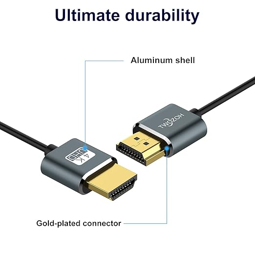 Twozoh Ultra-Thin HDMI to HDMI Cable 5FT, Hyper Slim HDMI 2.0 Cable, Extreme Flexible HDMI Cord Support 3D/4K@60Hz, 2160P, 1080P