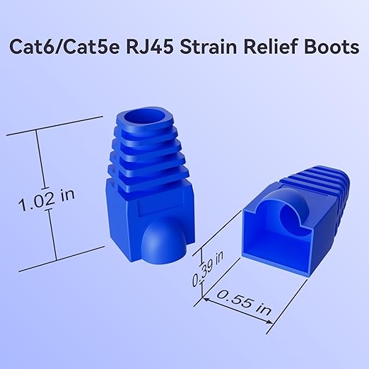 CableGeeker 100-Pack Cat6 / Cat5e RJ45 Strain Relief Boots, RJ45 Boot, Cat 6 Boot, Cat6 Ethernet Boots, Suitable for 6.5mm(0.26in) Ethernet Cables (Round-Press Blue)