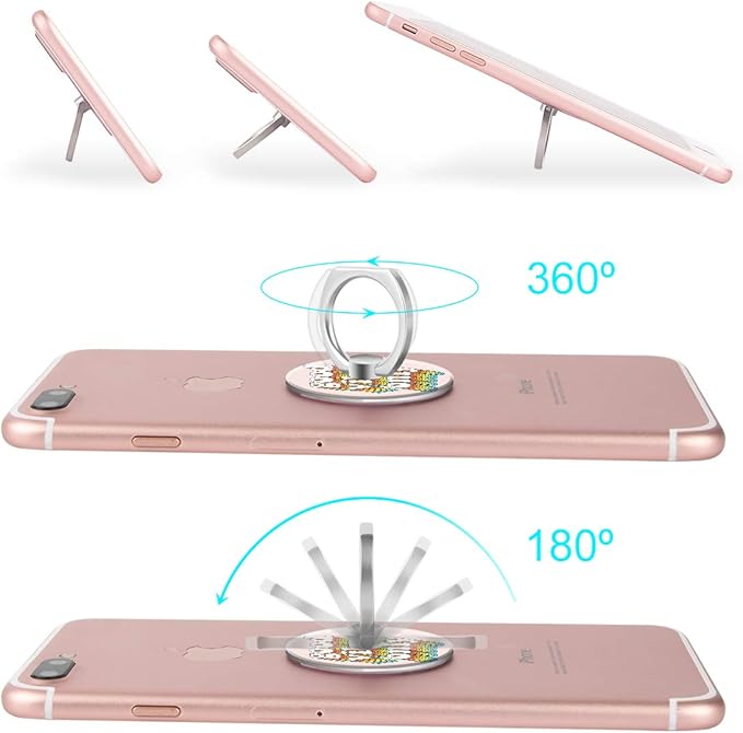 Bonoma Phone Ring Holder, 3 Pack Good Vibes Only Universal Finger Ring Stand Grip Kickstand Compatible with Smartphones and Tablets