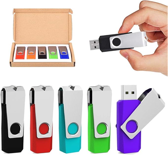 Aiibe 32GB USB 3.0 Thumb Drive 5 Pack with LED Light (32G, 5 Colors: Black, Red, Cyan, Green, Purple)