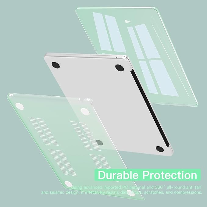 CISSOOK Compatible with MacBook Air 13.6 inch Case 2022 2024 2025 Release A2681 A3113 A3240, Plastic Hard Shell Case with USB Adapter for MacBook Air 13 inch M2 M3 M4 Chip, Clear Green