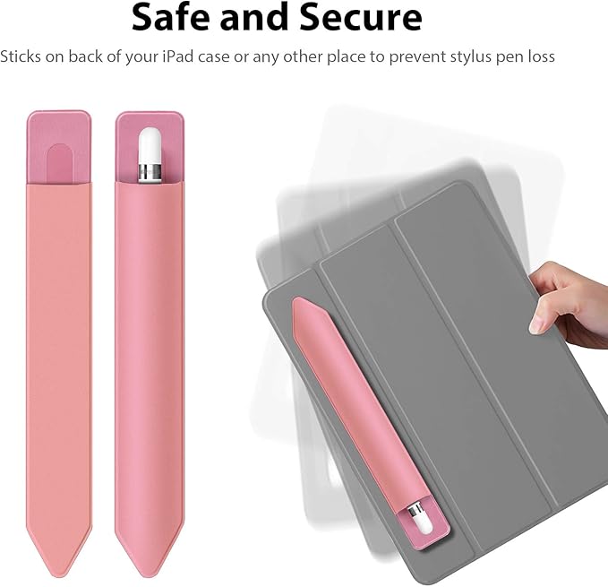 Doormoon Pencil Holder Compatible for iPad 2020/ Air/ 9.7 / Pro 10.5/12.9, Detachable Elastic Compatible for Apple Pencil 4th Gen Leather Sleeve Pocket Pouch, Pink Pink