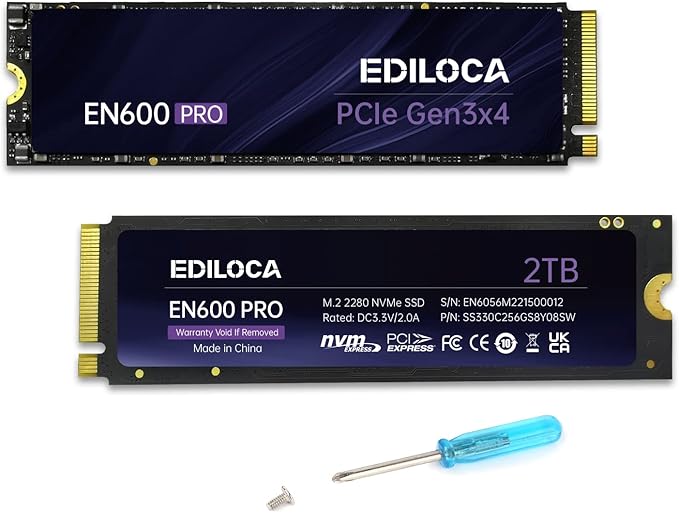 EN600 PRO SSD 2TB PCIe 3.0 Gen 3x4, NVMe M.2 2280, Up to 3500MB/s, Internal Solid State Drive, SLC Cache 3D NAND TLC, Graphene Cooling Sticker, Storage for PC, Desktop and Laptops