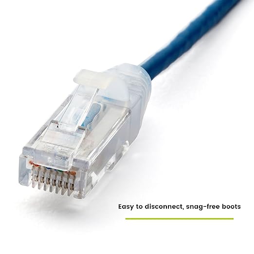 TRUECABLE Cat6 Component Rated Patch Cable, Unshielded (U/UTP), 5ft, Blue, 28AWG Solid Copper, Snagless 10G High-Speed Ethernet Cable, PoE++ 4PPoE 100W, UL Listed, RoHS-3, 5 Pack