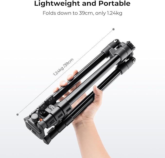 K&F CONCEPT 64 inch/163 cm Camera Tripod,Lightweight Travel Outdoor DSLR Tripods with 360 Degree Ball Head Load Capacity 17.6 lbs/8 kg,Cellphone Clip for Smartphone Live Streaming Vlog O234A1+BH-36