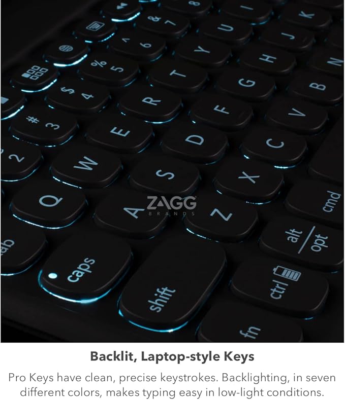 ZAGG Pro Keys Wireless Keyboard & Detachable Case for iPad Pro 12.9 - Backlit Keys, Apple Pencil Holder, 6.6ft Drop Protection