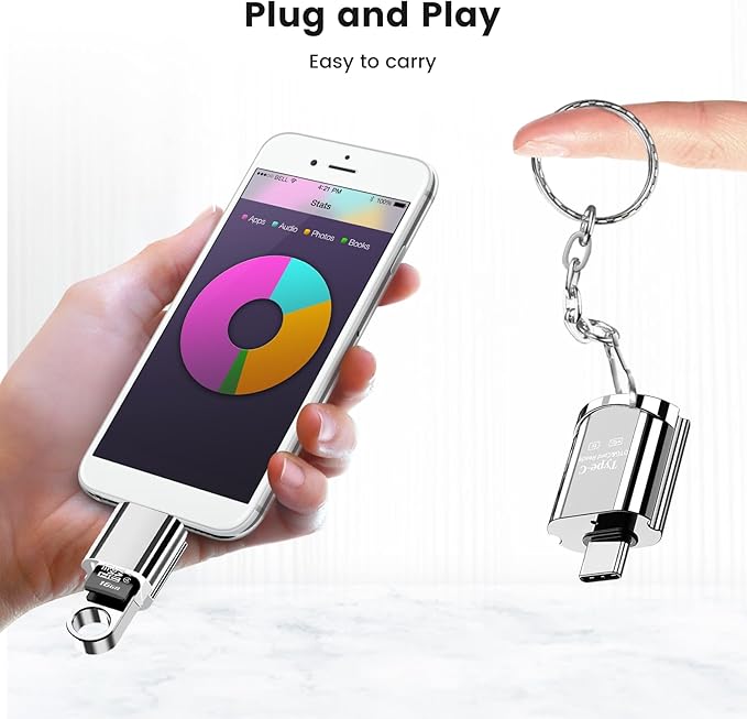 BORLTER CLAMP USB C Micro SD Card Reader,Type C SD Card Reader for iPhone 15,2 in 1 Square Card Reader Adapter with USB Adapter Travel Essentials Camera Viewer,MacBook, Laptops, Tablets, Smartphones.