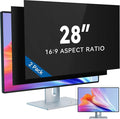 IPROKKO [2-Pack] 28 Inch Computer Privacy Screen Filter for 16:9 Widescreen Monitor, Removable 28in Anti Blue Light Glare Privacy Shield, Anti Spy Security Protector for Hp Dell Asus Acer Samsung