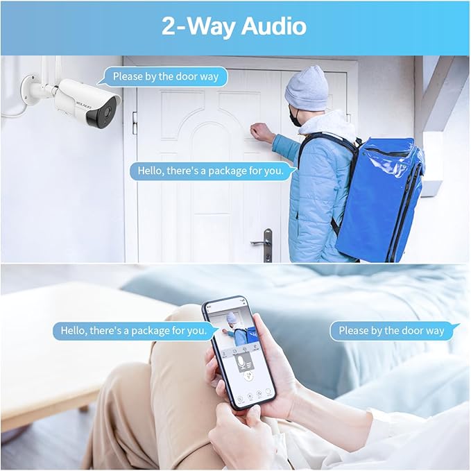 WEILAILIFE 【 90ft Super Night Vision & Dual Antenna Enhanced】 2-Way Audio Outdoor Wireless Security Camera System, WiFi Video Surveillance, Home Security Cameras