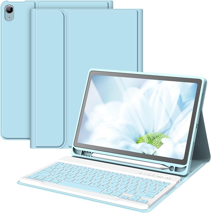 Keyboard Case for iPad Air 11-inch M2 2024/ Air 5th/ 4th Generation- Detachable Bluetooth Keyboard Case with Pencil Holder - Flip Stand Cover for iPad Air 11" M3/M2 (2025/2024)/Air 5 2022/Air 4 2020