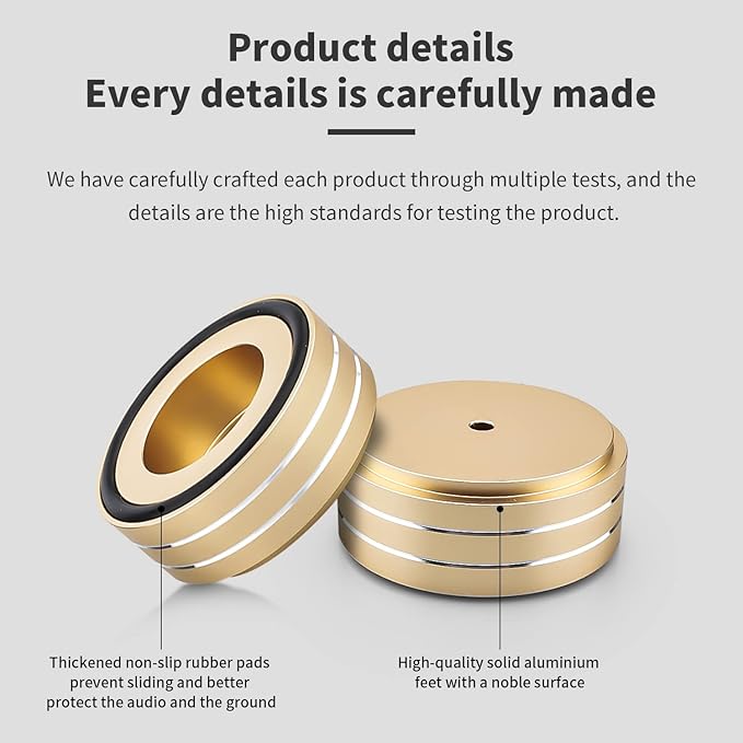 Viborg HiFi Speaker Spikes Isolation Stand Feet Pads 58x22MM, 4X Speaker Floor Protector Shock Absorber with Rubber Ring and Mounting Screws(M4*0.7) for AMP Turntable DAC Recorder