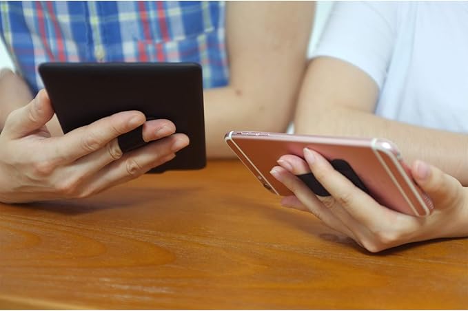 WOJI Cell Phone Finger Grip Strap Holder for Hand, Phone Strap, Phone Holder for Hand - Small, New Slim Finger Loop Selfie Grip Compatible with Most Smartphones (Black) - 2Pack