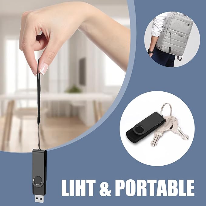 EASTBULL USB Flash Drive Bulk 8GB 200 Pack with Lanyards USB 2.0 Thumb Drive Bulk Memory Stick Swivel Pen Drive for Storage and Backup 8GB 200 Pack