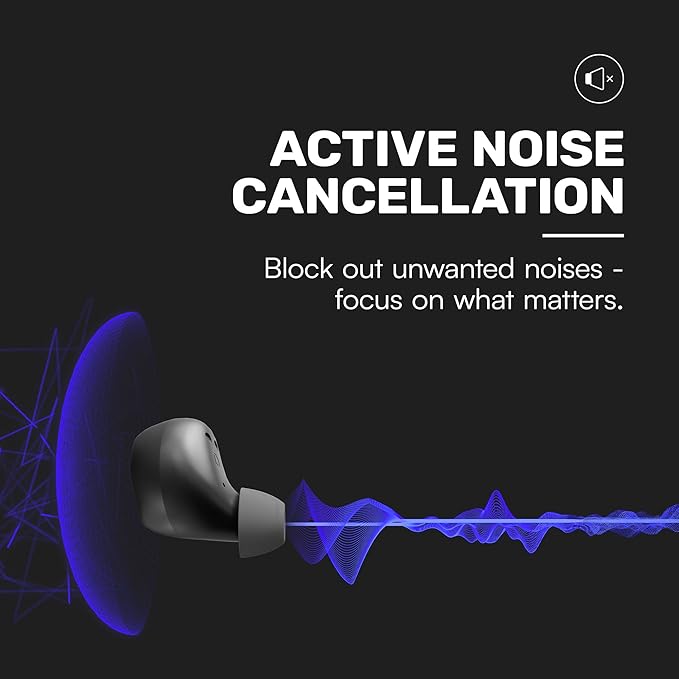 Raycon Everyday Earbuds Plus - Bluetooth True Wireless in-Ear Buds with 32 Hours Playtime, Multipoint Technology, Extreme Comfort, and Active Noise Cancellation (Carbon Black)